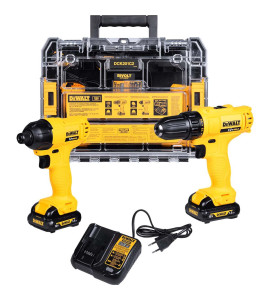 Kit Parafusadeira Furadeira Bateria 3/8 12V Bivolt Dewalt