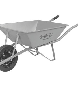 Carrinho De Mao Braco Metalico,cacamba Quadrada Metalica Reforcada Pneu Macico Borracha Tramontina