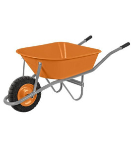 Carrinho De Mão Tramontina Com Caçamba Funda Plástica Laranja 55 L, Braço Metálico E Pneu Maciço